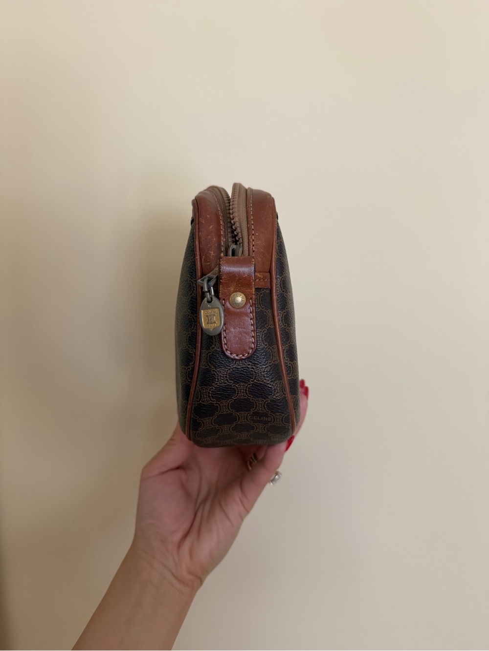 Vintage Celine mini micro bag brown macadam crossbody no strap - as is - Picture 2 of 7